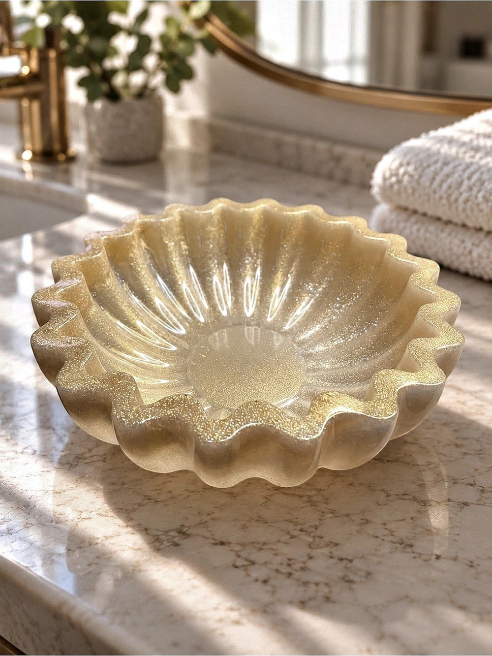 Gold Scalloped Decorative Bowl